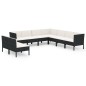 vidaXL Set de muebles de jardín 9 pzas cojines ratán sintético negro