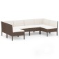 vidaXL Set muebles de jardín 6 pzas y cojines ratán sintético marrón vidaXL Set muebles de jardín 6 pzas y cojines ratán sintético marrón