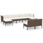 vidaXL Set muebles de jardín 9 pzas y cojines ratán sintético marrón vidaXL Set muebles de jardín 9 pzas y cojines ratán sintético marrón
