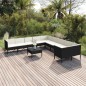 vidaXL Set de muebles de jardín 11 pzas cojines ratán sintético negro vidaXL Set de muebles de jardín 11 pzas cojines ratán sintético negro
