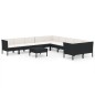 vidaXL Set de muebles de jardín 11 pzas cojines ratán sintético negro vidaXL Set de muebles de jardín 11 pzas cojines ratán sintético negro
