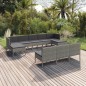 vidaXL Set de muebles de jardín 10 pzas y cojines ratán sintético gris vidaXL Set de muebles de jardín 10 pzas y cojines ratán sintético gris