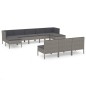 vidaXL Set de muebles de jardín 10 pzas y cojines ratán sintético gris vidaXL Set de muebles de jardín 10 pzas y cojines ratán sintético gris