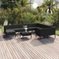 vidaXL Set muebles de jardín 11 pzas y cojines ratán sintético negro vidaXL Set muebles de jardín 11 pzas y cojines ratán sintético negro