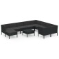 vidaXL Set muebles de jardín 11 pzas y cojines ratán sintético negro vidaXL Set muebles de jardín 11 pzas y cojines ratán sintético negro