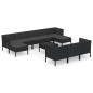 vidaXL Set muebles de jardín 11 pzas y cojines ratán sintético negro vidaXL Set muebles de jardín 11 pzas y cojines ratán sintético negro