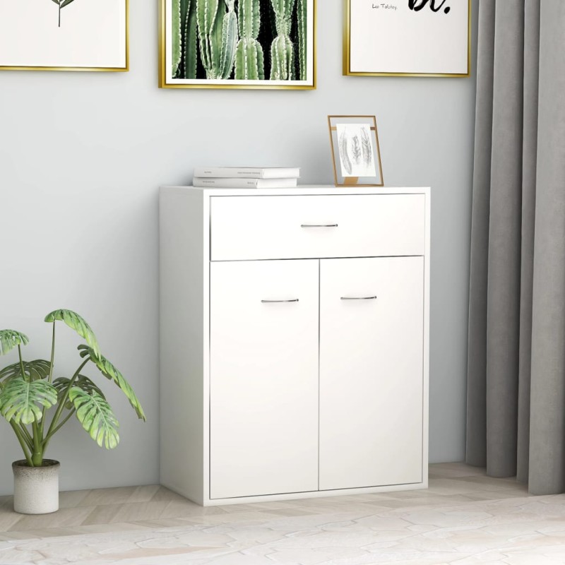 vidaXL Aparador de madera contrachapada blanco 60x30x75 cm vidaXL Aparador de madera contrachapada blanco 60x30x75 cm