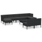 vidaXL Set de muebles de jardín 10 pzas cojines ratán sintético negro vidaXL Set de muebles de jardín 10 pzas cojines ratán sintético negro