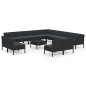 vidaXL Set de muebles de jardín 14 pzas cojines ratán sintético negro vidaXL Set de muebles de jardín 14 pzas cojines ratán sintético negro