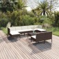 vidaXL Set muebles de jardín 10 pzas y cojines ratán sintético marrón vidaXL Set muebles de jardín 10 pzas y cojines ratán sintético marrón