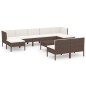 vidaXL Set muebles de jardín 10 pzas y cojines ratán sintético marrón vidaXL Set muebles de jardín 10 pzas y cojines ratán sintético marrón