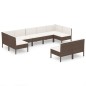 vidaXL Set muebles de jardín 9 pzas y cojines ratán sintético marrón vidaXL Set muebles de jardín 9 pzas y cojines ratán sintético marrón