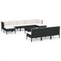 vidaXL Set muebles de jardín 11 pzas y cojines ratán sintético negro vidaXL Set muebles de jardín 11 pzas y cojines ratán sintético negro