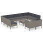 vidaXL Set de muebles de jardín 12 pzas y cojines ratán sintético gris vidaXL Set de muebles de jardín 12 pzas y cojines ratán sintético gris