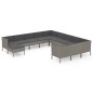 vidaXL Set de muebles de jardín 12 pzas y cojines ratán sintético gris vidaXL Set de muebles de jardín 12 pzas y cojines ratán sintético gris