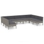 vidaXL Set de muebles de jardín 9 pzas y cojines ratán sintético gris vidaXL Set de muebles de jardín 9 pzas y cojines ratán sintético gris