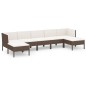 vidaXL Set muebles de jardín 7 piezas cojines ratán sintético marrón vidaXL Set muebles de jardín 7 piezas cojines ratán sintético marrón