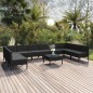 vidaXL Set de muebles de jardín 11 pzas cojines ratán sintético negro vidaXL Set de muebles de jardín 11 pzas cojines ratán sintético negro