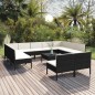 vidaXL Set muebles de jardín 12 pzas y cojines ratán sintético negro vidaXL Set muebles de jardín 12 pzas y cojines ratán sintético negro
