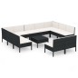 vidaXL Set muebles de jardín 12 pzas y cojines ratán sintético negro vidaXL Set muebles de jardín 12 pzas y cojines ratán sintético negro