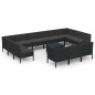 vidaXL Set de muebles de jardín 14 pzas cojines ratán sintético negro