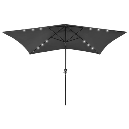 vidaXL Sombrilla con LED y poste de acero gris antracita 2x3 m