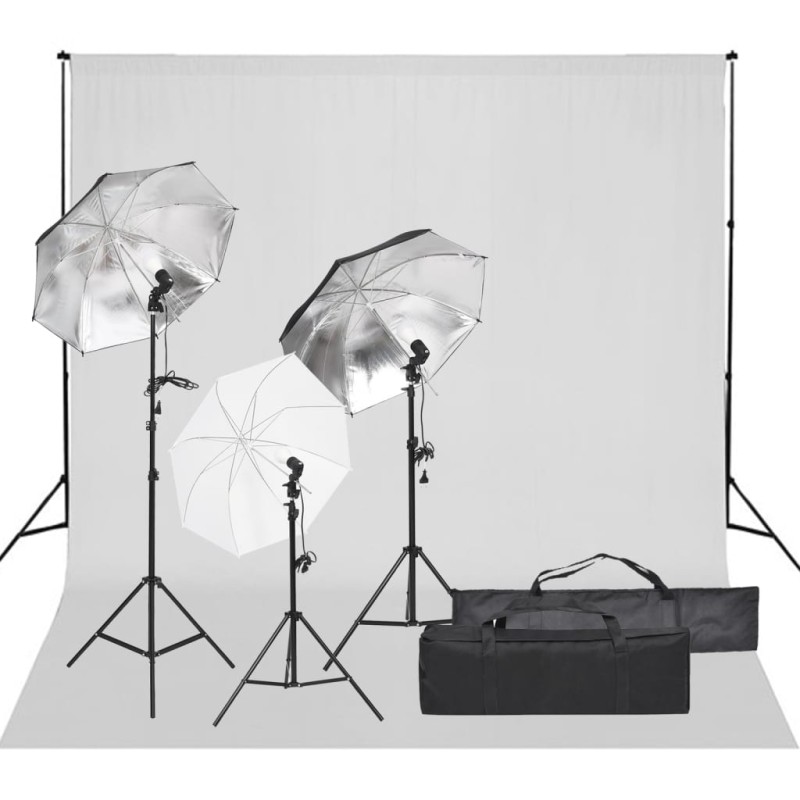 vidaXL Kit de estudio fotográfico con set de luces y fondo vidaXL Kit de estudio fotográfico con set de luces y fondo
