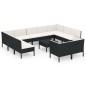 vidaXL Set de muebles de jardín 12 pzas cojines ratán sintético negro vidaXL Set de muebles de jardín 12 pzas cojines ratán sintético negro
