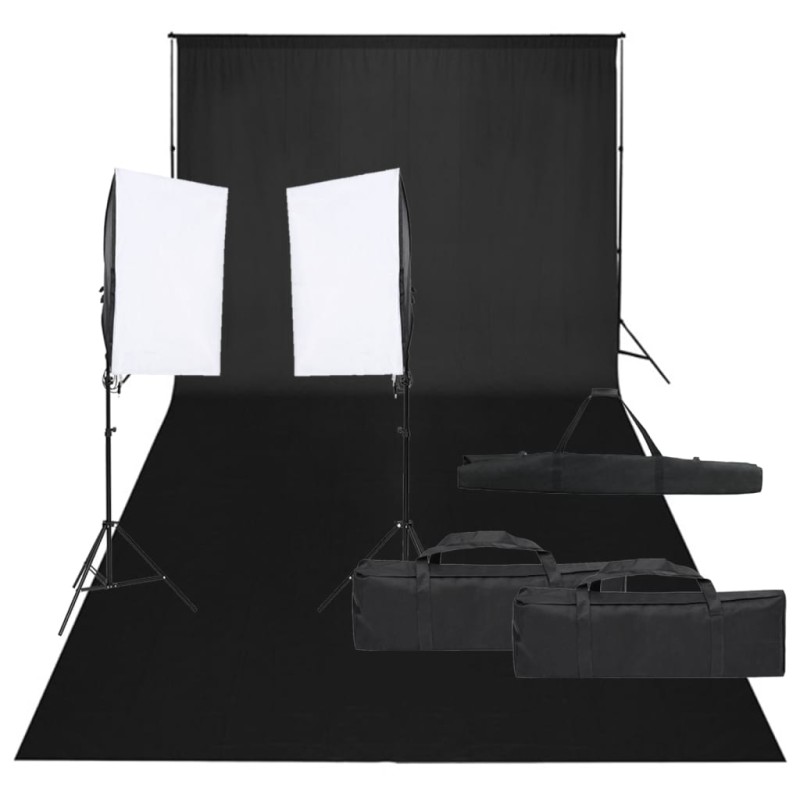 vidaXL Kit de estudio fotográfico con set de luces y fondo vidaXL Kit de estudio fotográfico con set de luces y fondo