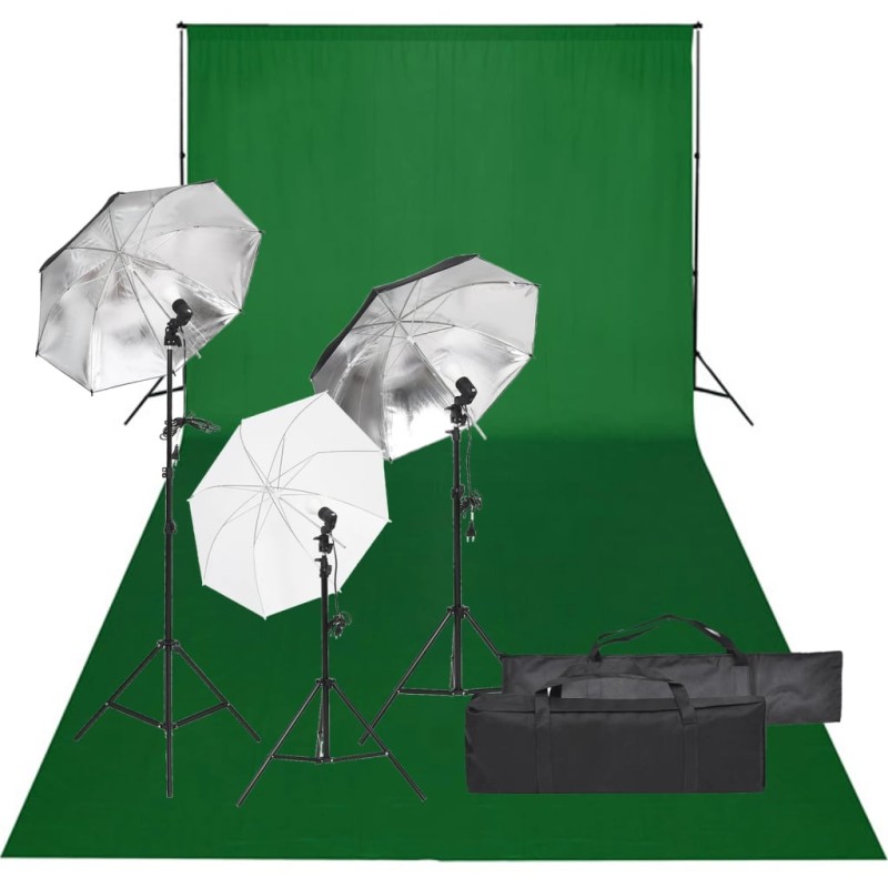vidaXL Kit de estudio fotográfico con set de luces y fondo vidaXL Kit de estudio fotográfico con set de luces y fondo