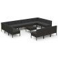 vidaXL Set de muebles de jardín 14 pzas cojines ratán sintético negro
