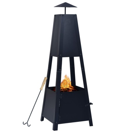 vidaXL Brasero de acero negro 35x35x99 cm
