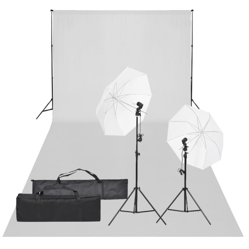 vidaXL Kit de estudio fotográfico con set de luces y fondo vidaXL Kit de estudio fotográfico con set de luces y fondo