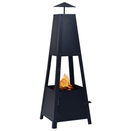 vidaXL Brasero de acero negro 35x35x99 cm