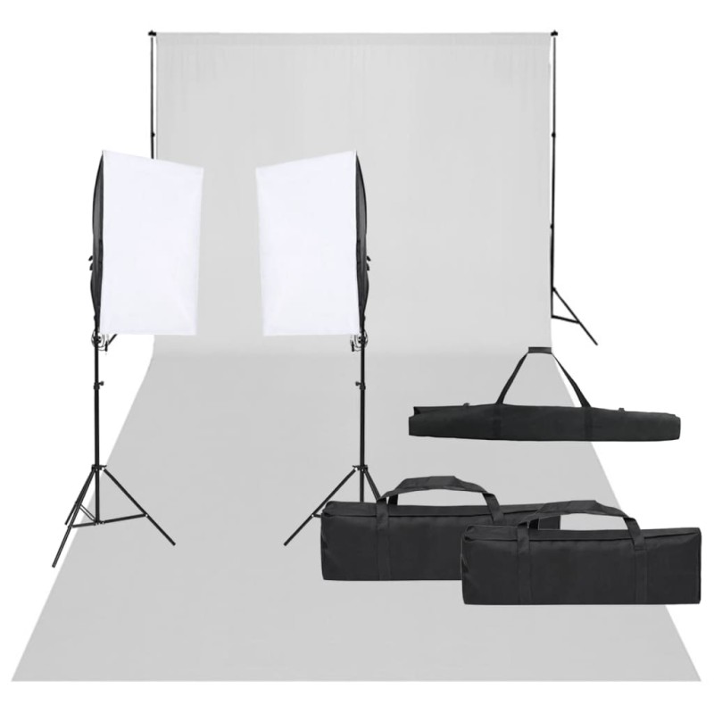 vidaXL Kit de estudio fotográfico con set de luces y fondo vidaXL Kit de estudio fotográfico con set de luces y fondo