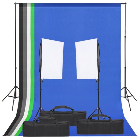 vidaXL Kit de estudio fotográfico con set de luces y fondo