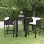 vidaXL Set muebles bar jardín 5 piezas y cojines ratán sintético negro
