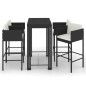vidaXL Set muebles bar jardín 5 piezas y cojines ratán sintético negro