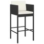 vidaXL Set muebles bar jardín 5 piezas y cojines ratán sintético negro