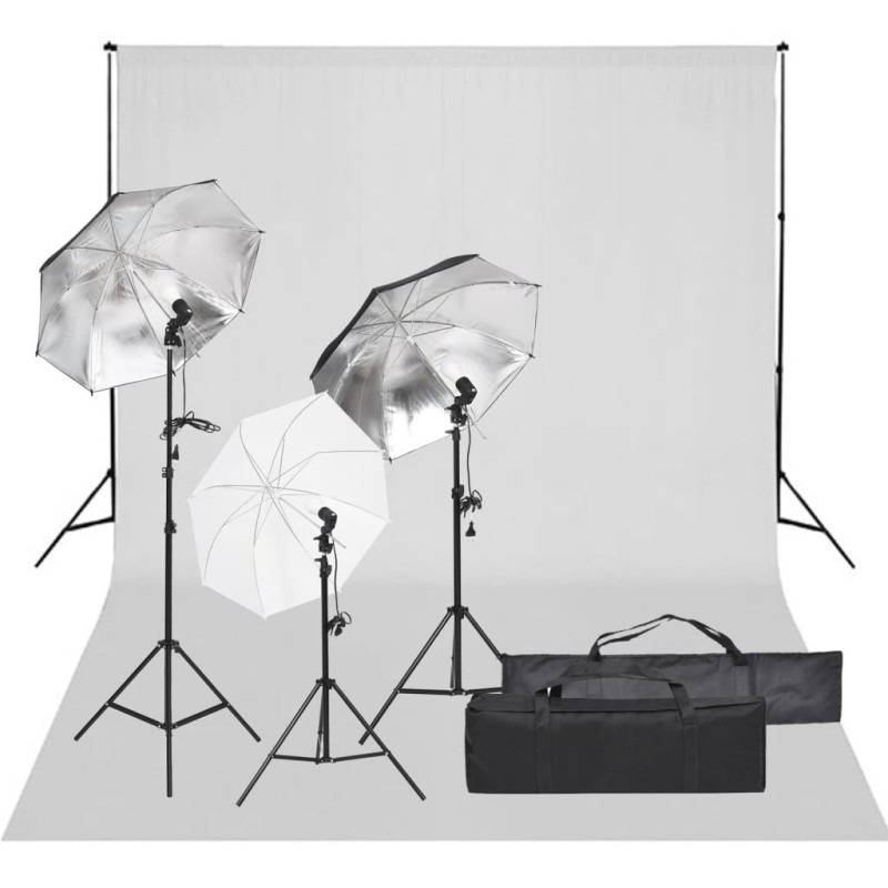 vidaXL Kit de estudio fotográfico con set de luces y fondo vidaXL Kit de estudio fotográfico con set de luces y fondo