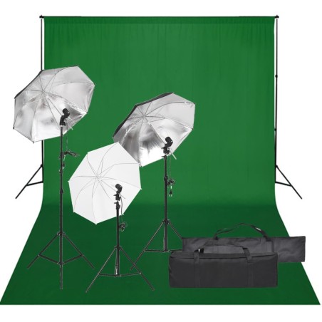 vidaXL Kit de estudio fotográfico con set de luces y fondo