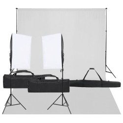 vidaXL Kit de estudio fotográfico con set de luces y fondo