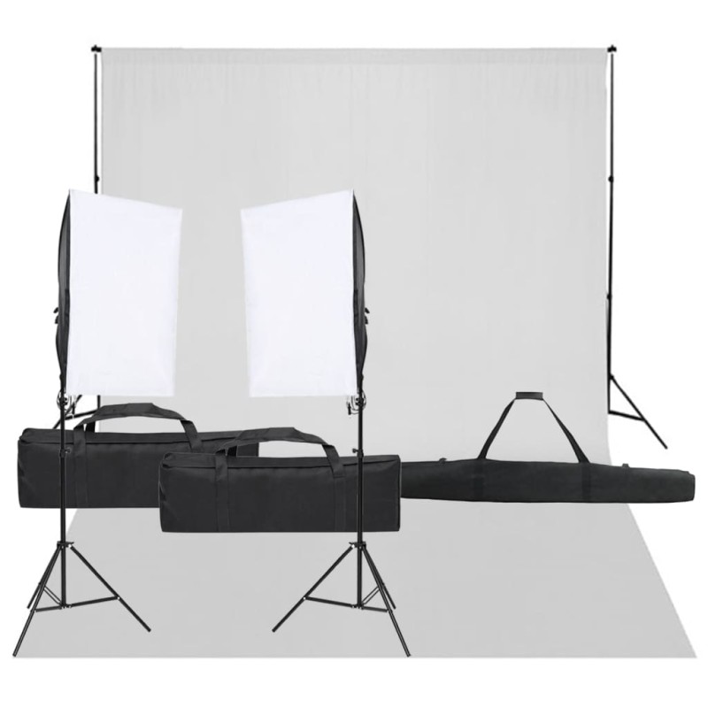 vidaXL Kit de estudio fotográfico con set de luces y fondo vidaXL Kit de estudio fotográfico con set de luces y fondo