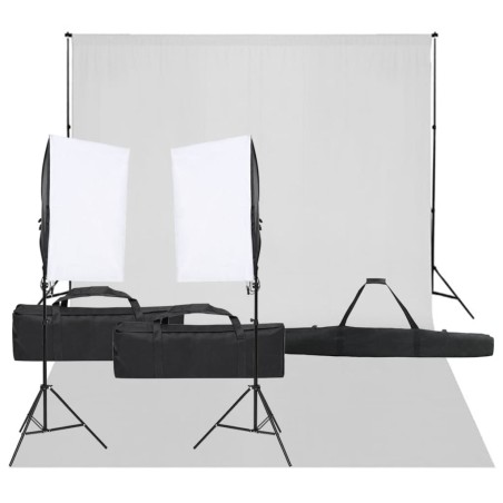 vidaXL Kit de estudio fotográfico con set de luces y fondo