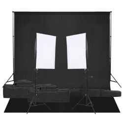 vidaXL Kit de estudio fotográfico con set de luces y fondo
