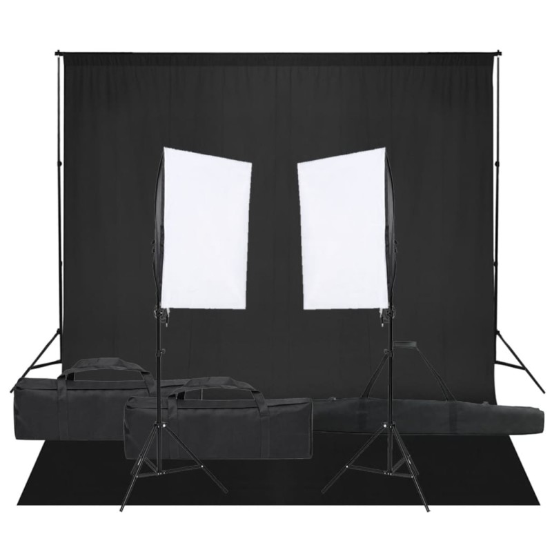 vidaXL Kit de estudio fotográfico con set de luces y fondo vidaXL Kit de estudio fotográfico con set de luces y fondo