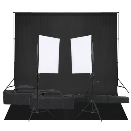 vidaXL Kit de estudio fotográfico con set de luces y fondo