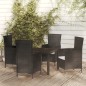 vidaXL Juego de comedor de jardín 5 piezas con cojines ratán PE negro vidaXL Juego de comedor de jardín 5 piezas con cojines ratán PE negro