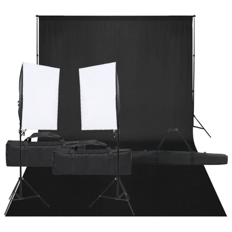 vidaXL Kit de estudio fotográfico con set de luces y fondo vidaXL Kit de estudio fotográfico con set de luces y fondo