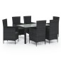 vidaXL Juego de comedor de jardín 7 piezas ratán sintético negro vidaXL Juego de comedor de jardín 7 piezas ratán sintético negro